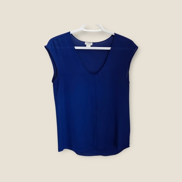 J. Crew Tops - ⭐️J. Crew Blue Sleeveless Sheer Blouse Size 2